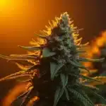 Single cannabis plant with frosty trichomes grown from fast feminized seeds