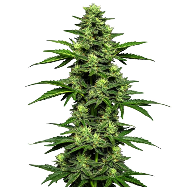 The OG Kush Auto cannabis plant with resin-coated buds and green leaves.