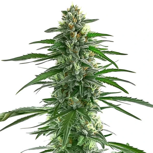 Trainwreck cannabis strain with dense buds and green leaves