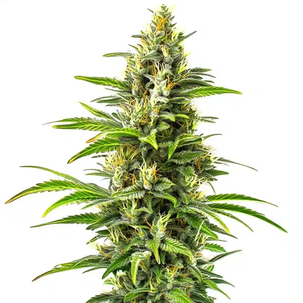 New York Diesel Auto plant with elongated resinous buds and bright green serrated leaves.
