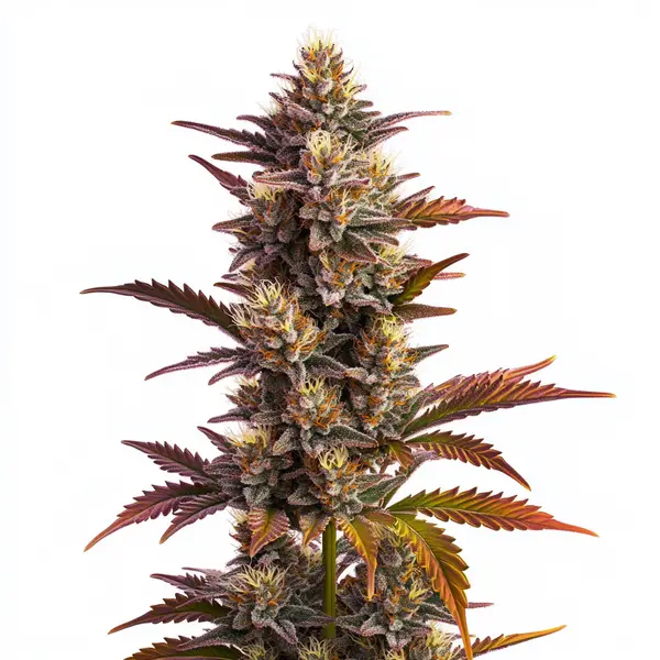 Deep purple cannabis bud with dense structure, highlighting the Purple Bubba Kush strain.