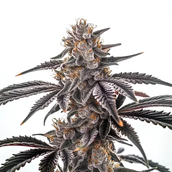 Frosty trichomes on MAC Burger buds with purple undertones