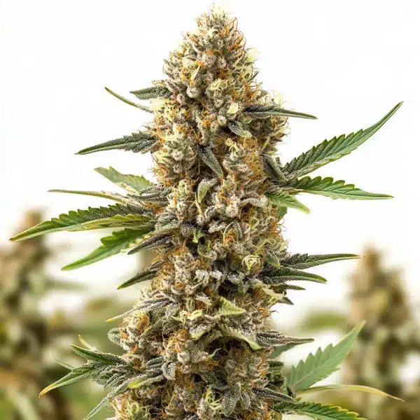 Orange Cream Auto cannabis plant with dense resin-coated buds and bright orange pistils