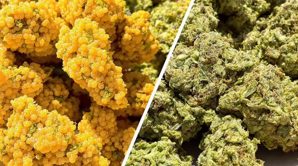 Resin-rich cannabis buds, perfect for BHO extraction, displayed under natural light.