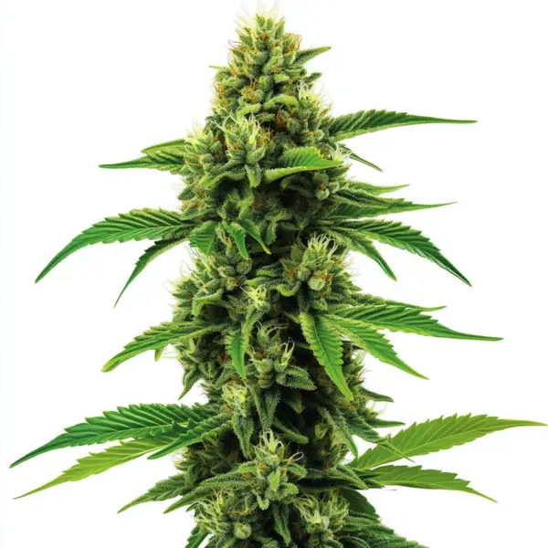 Banana Zkittlez cannabis plant with dense, frosty buds and green leaves.