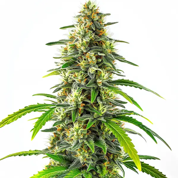 A close-up of a Gorilla Glue Regular cannabis plant with resin-coated buds and vibrant green leaves.