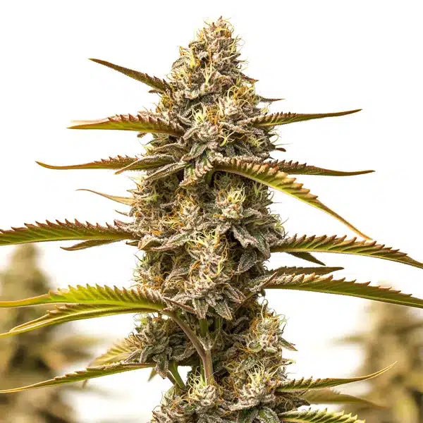 Z OG Grape Bubble Autoflower plant displaying purple hues, dense buds, and orange pistils