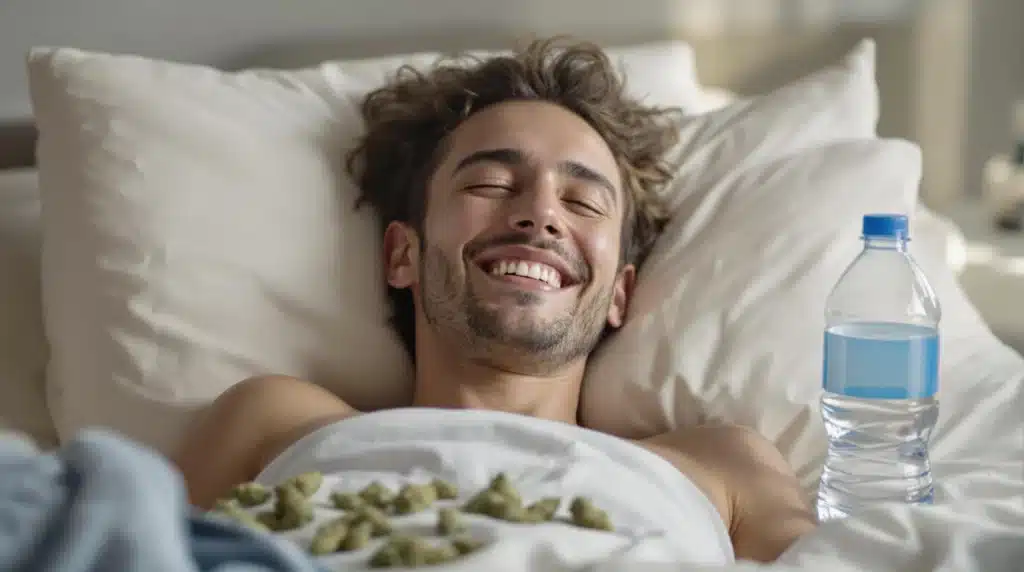 Does weed help with a hangover? A person using cannabis for relaxation and recovery