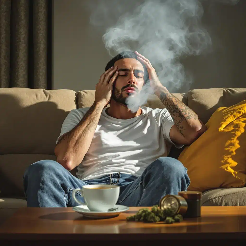 Does weed help with a hangover? A person using cannabis for hangover relief.