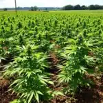 Outdoor cannabis seeds growing in a healthy, sunlit garden.