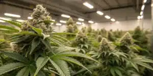 Close-up of Blackberry Moonrocks Autoflower cannabis buds in a professional indoor grow room