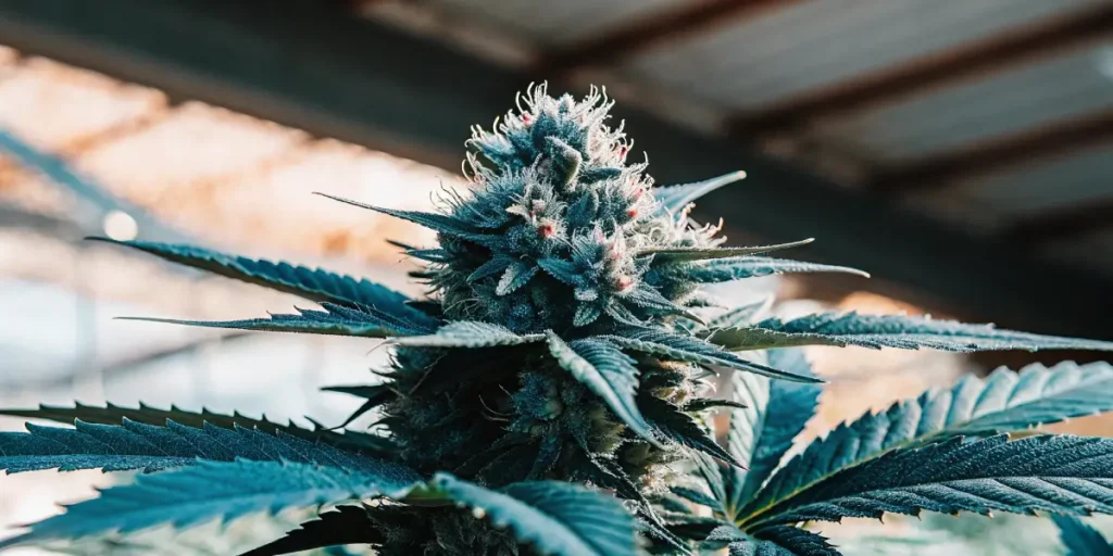 Close-up of Blackberry Moonrocks Autoflower cannabis buds in a professional indoor grow room