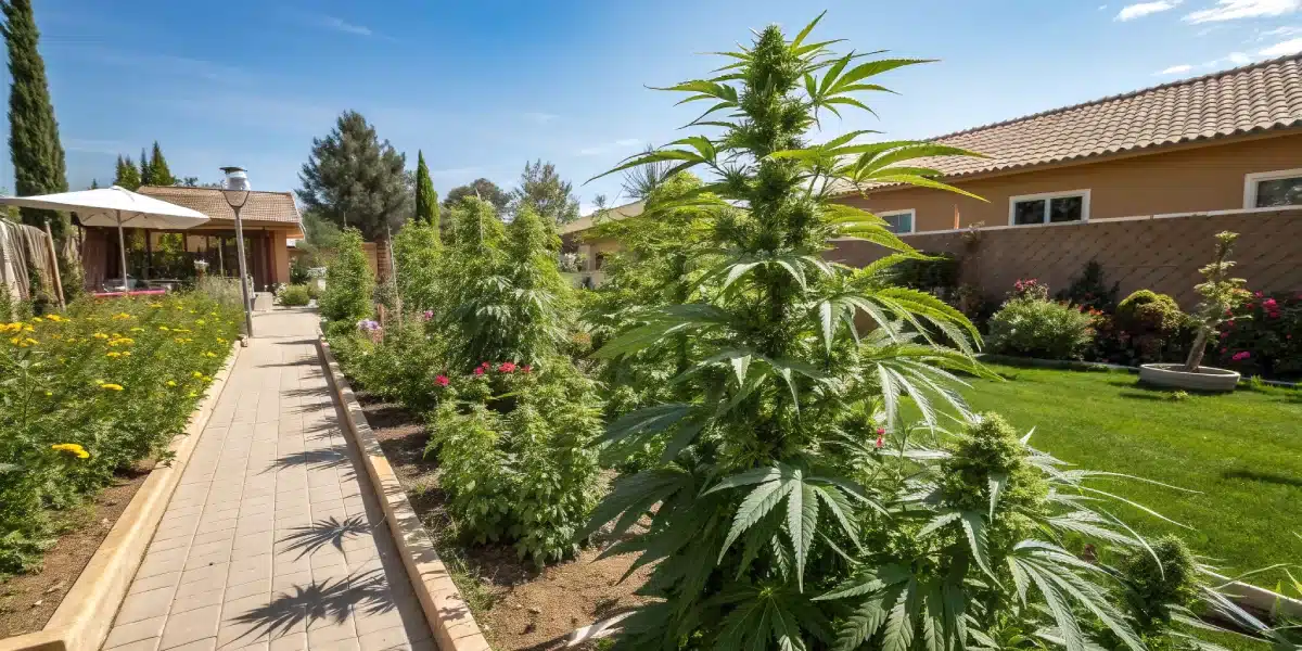 Indoor grow room with Santa Marta Haze Autoflower plants under LED lights and proper ventilation.