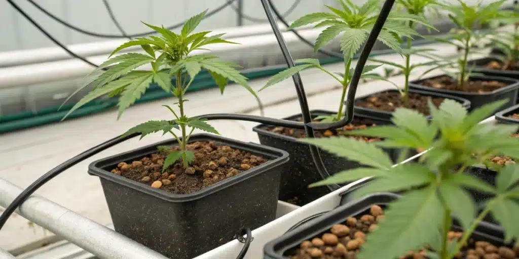 Setup of balanced nutrient delivery and drip irrigation system for Carbon Fiber plants.