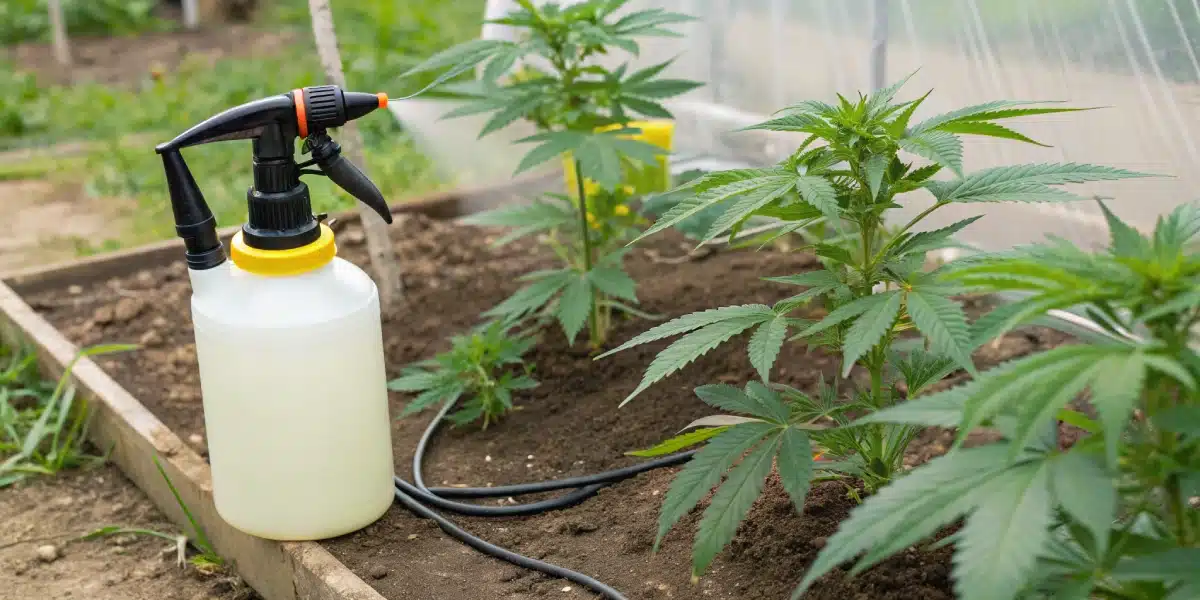 est management setup for Girl Scout Cookies plants with organic sprays and beneficial insects.