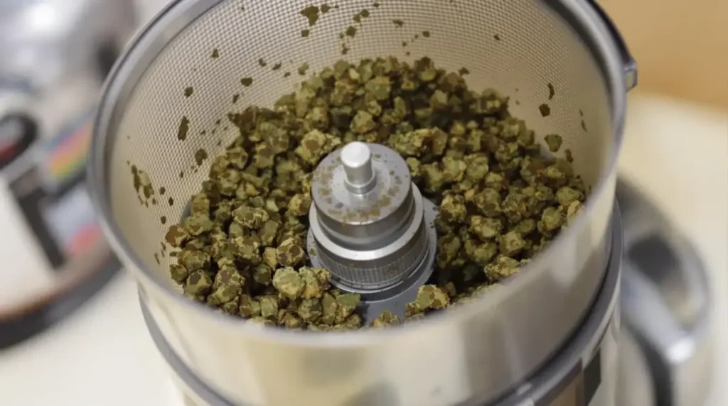 Ground cannabis buds in a coffee grinder as an alternative to traditional grinding methods
