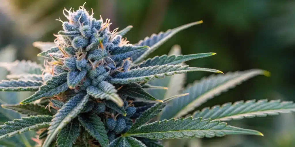 Macro shot of a Blueberry bud displaying detailed surface texture and natural color gradients.