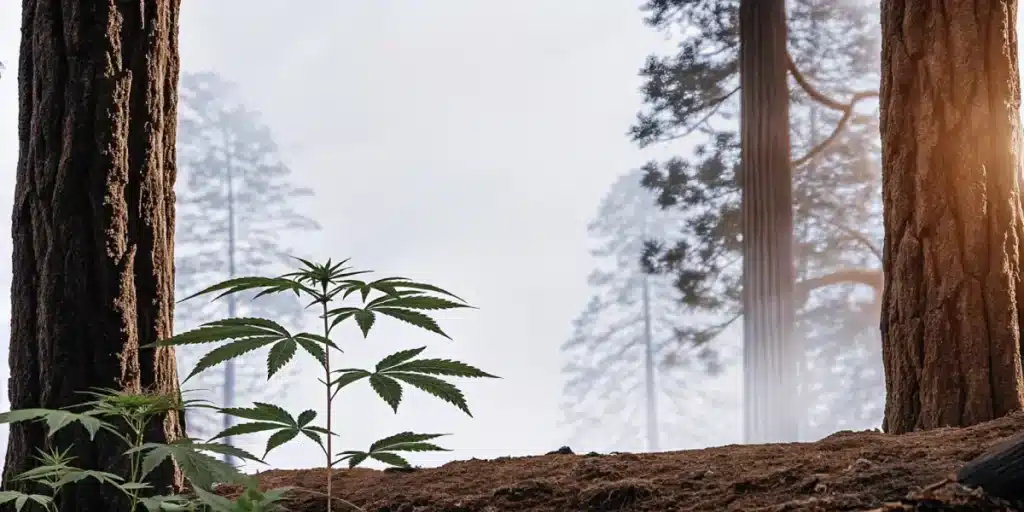 Cannabis plants under LED grow lights with phosphorus nutrient sign in a controlled grow room.