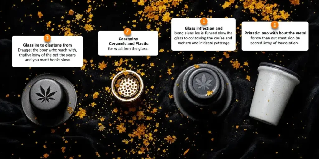 cannabis shatter and accessories with extracts, bongs, and vapes