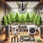 Indoor cannabis grow setup with ventilation systems and filters, showcasing effective methods for how to grow marijuana indoors without smell.