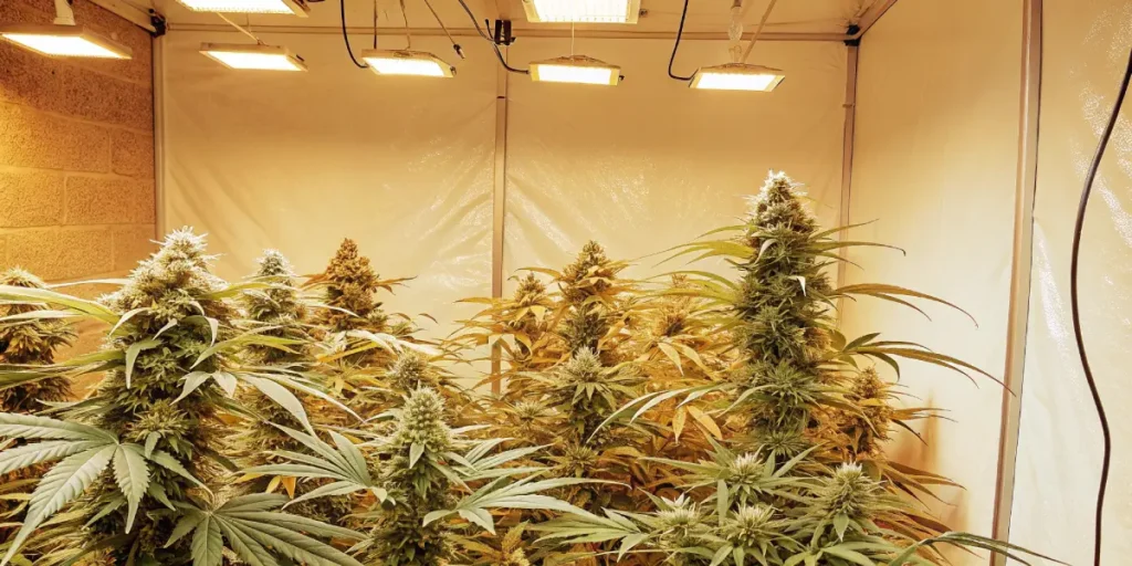 premium indoor cannabis plants thriving under advanced LED grow lights