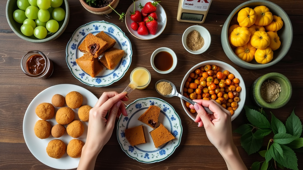 Assorted fruits, sauces, and toppings on a table with Firecracker edibles, illustrating options for customizing Firecracker Edibles.