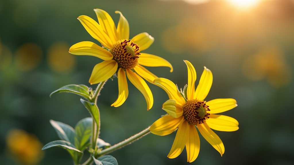 Yellow wildflowers in natural sunlight, emphasizing the presence of Geraniol Terpene in nature.