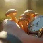 The waiting period for shrooms to kick in.