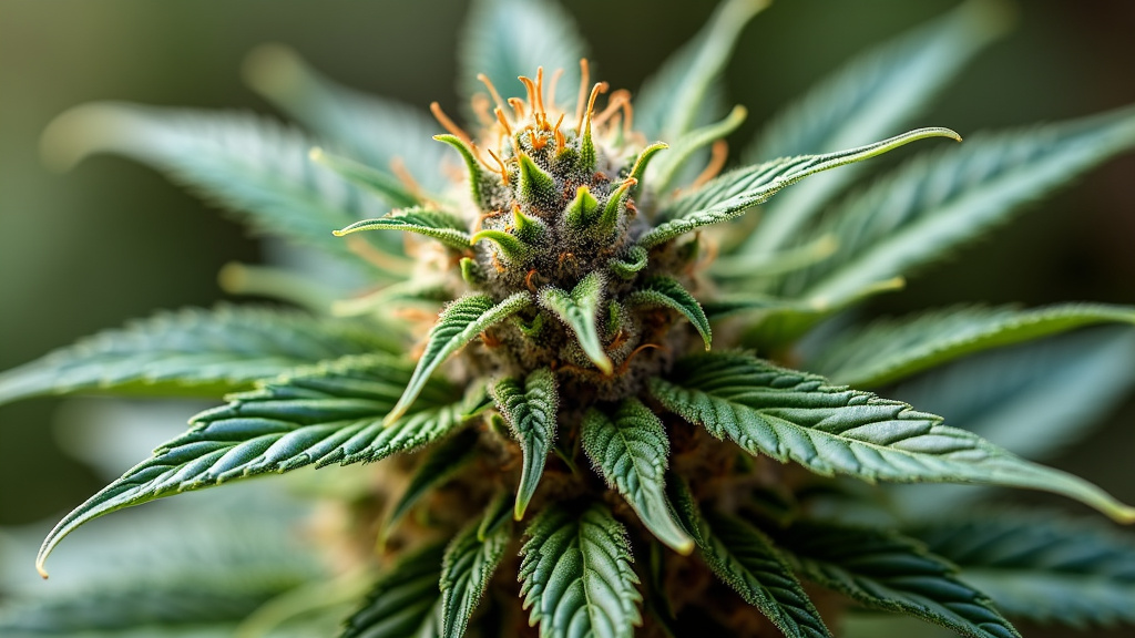 Detailed view of a cannabis plant cultivated for terpinolene terpene content, emphasizing its robust and aromatic buds.