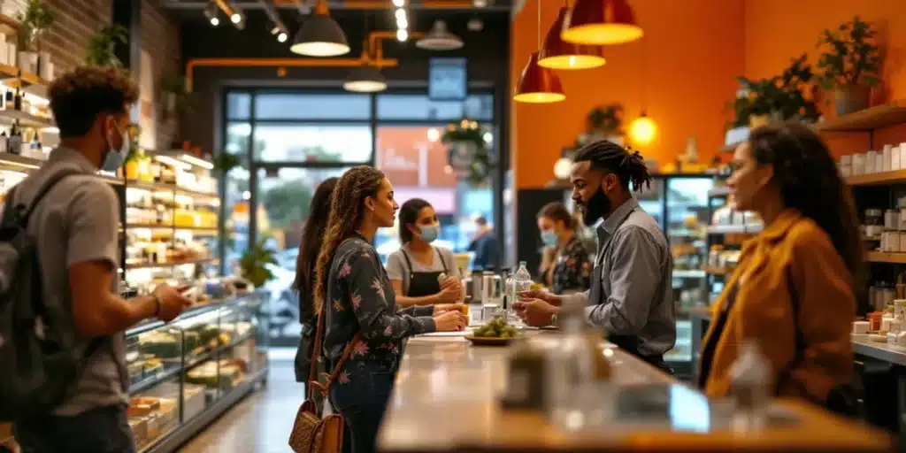 People consulting at a dispensary about how long shrooms take to kick in.