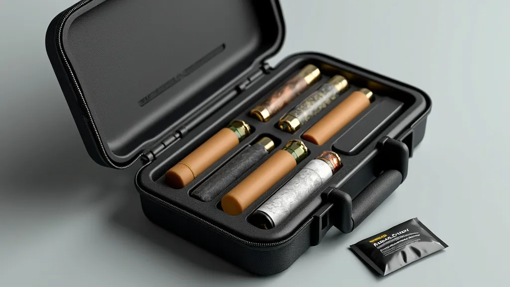 Luxury joint carrying case with an elegant set of vapes and pre-rolls arranged neatly, perfect for organized and stylish cannabis storage.