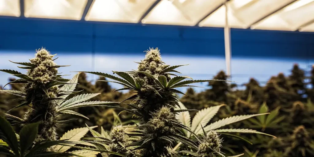 Lemon OG cannabis plants thriving in an indoor cultivation setup