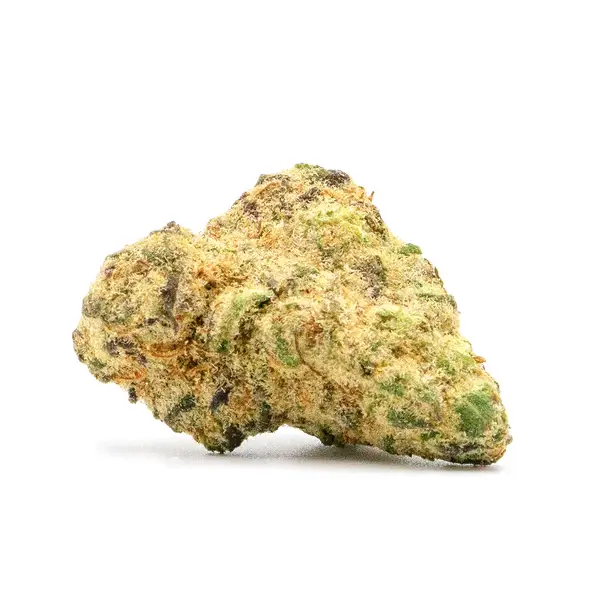 Single Lilac Diesel THCA Flower nug with a dense, frosty structure, featuring pale green and light purple accents