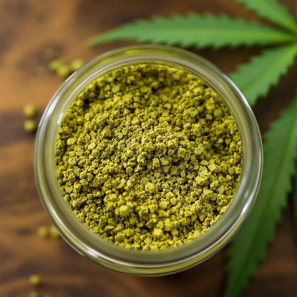 THCA shake in a glass jar with vibrant green hues, perfect for versatile cannabis use.