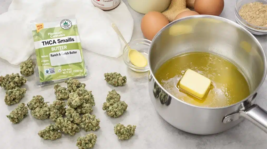 THCA smalls ready for decarboxylation, perfect for making cannabis edibles.