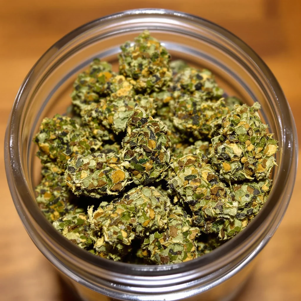 Cannabis buds from strains like Godfather OG and Berry Zkittlez for use during antibiotic treatment.