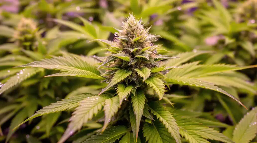 Healthy autoflower cannabis plants thriving under ideal VPD conditions with vibrant green foliage.