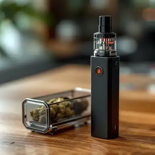 Difference Between Cart and Vape Basics: A cannabis vape device with a pre-filled cart.