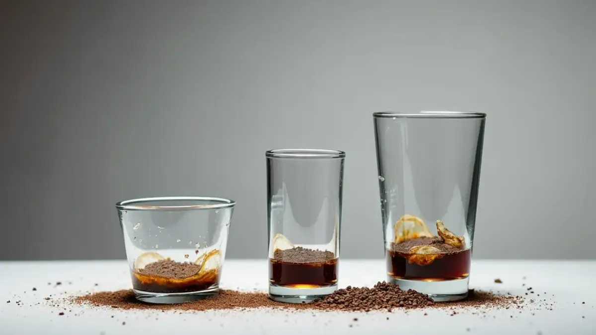 Three glasses containing ground cannabis and rosin displayed on a white surface.