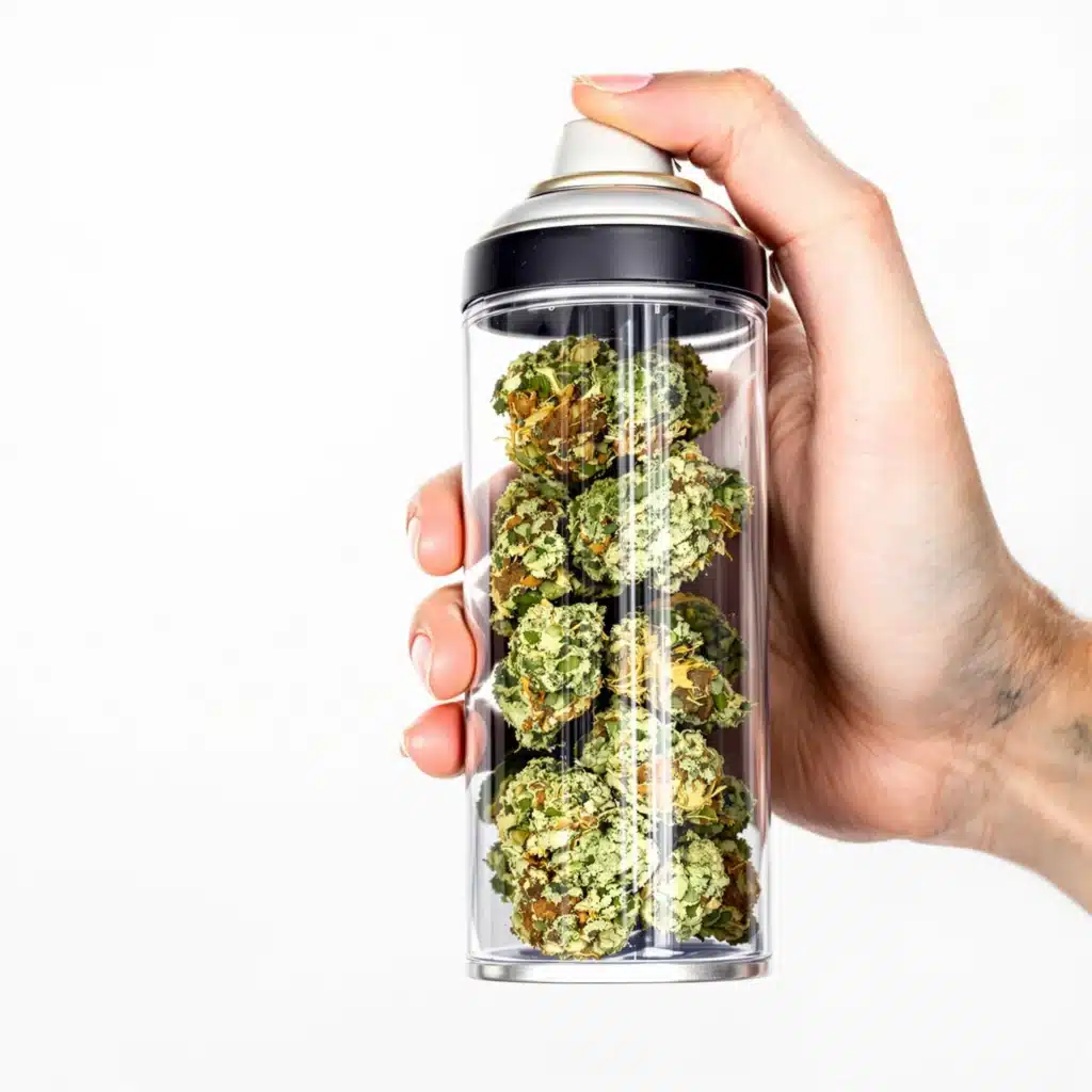 Spray can weed container blending in with household items for discreet cannabis storage.