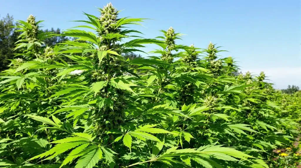 Outdoor cannabis garden showing ideal season for when is the best time to plant weed