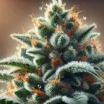 Detailed macro shot of over ripe trichomes covered in amber and cloudy trichomes, highlighting the over-ripened stage of the plant