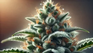 Detailed macro shot of over ripe trichomes covered in amber and cloudy trichomes, highlighting the over-ripened stage of the plant