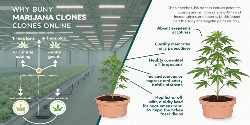 Infographic explaining the benefits of buying marijuana clones online