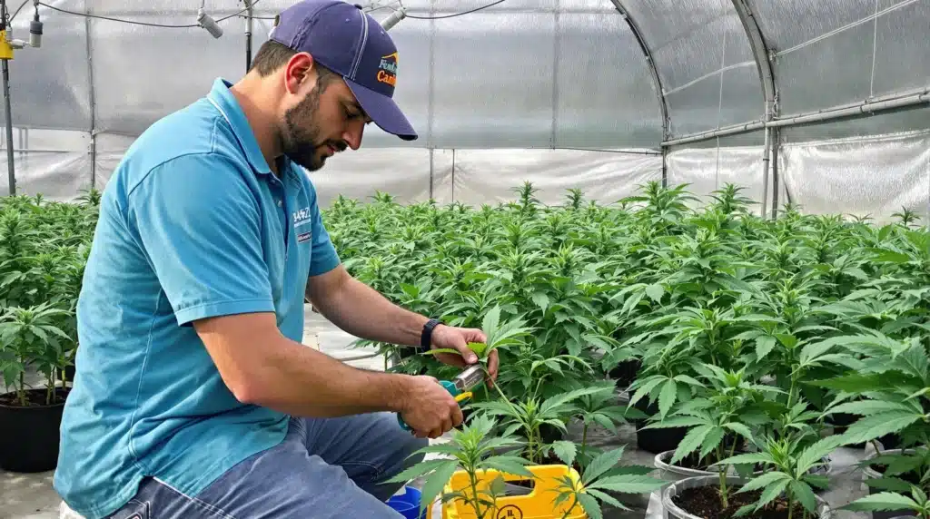 3-4-2 nutrient ratio illustration showing nitrogen, phosphorus, and potassium benefits for cannabis.