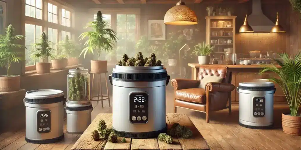 Highly organized indoor grow room showcasing multiple rows of autoflowering cannabis plants under advanced LED lighting