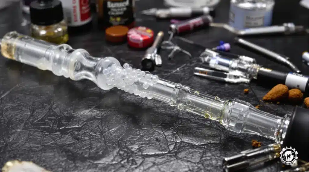 Terp pearls spinning with a directional carb cap for a smooth dabbing experience.
