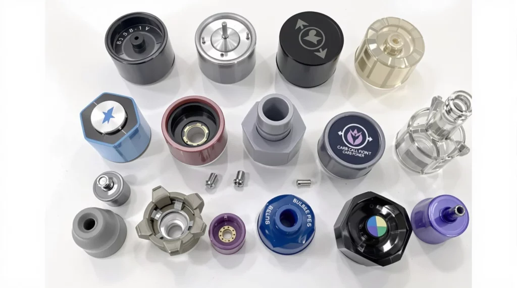 Variety of the best carb caps for terp pearls, including directional and spinner designs.