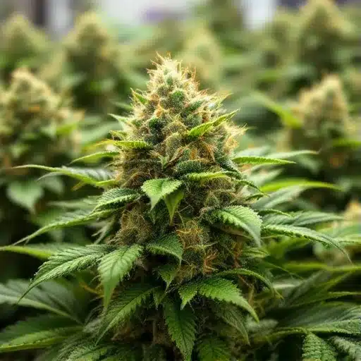 Gorilla Glue thriving in a hydroponic setup with resin-covered buds and healthy leaves.