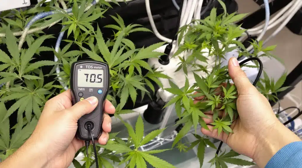 Monitoring nutrient levels for cannabis using the best nutrients for hydroponics.